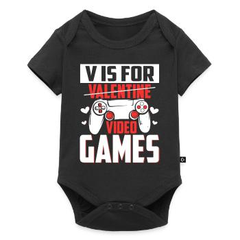 V est pour les jeux vidéo - Valentine - Body à manches courtes Premium Bébé - noir - Devant