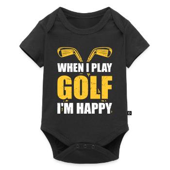 When I Play Golf I'm Happy - Golfing Golf Player - Baby Premium short-sleeve bodysuit - black - Front