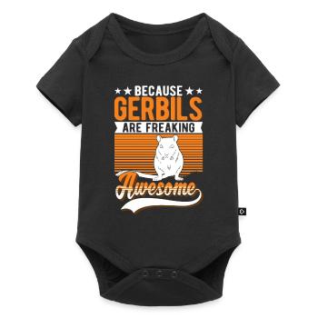 Gerbil Rennratte Rennmaus - Baby Premium Kurzarmbody - Schwarz - Vorne