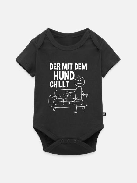 Der mit dem Hund chillt - Baby Premium Kurzarmbody - Schwarz