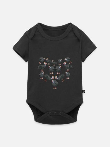 Perlhühner Perlhuhn Guinea Fowl - Baby Premium Kurzarmbody - Schwarz