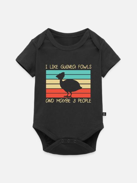 Perlhühner Perlhuhn Guinea Fowl - Baby Premium Kurzarmbody - Schwarz