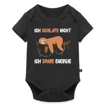 Faultier Faultiere Tier Schlafen Faul - Baby Premium Kurzarmbody - Schwarz - Vorne