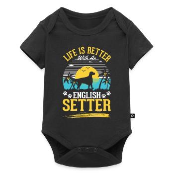 La vie est meilleure avec English Setter - Body à manches courtes Premium Bébé - noir - Devant