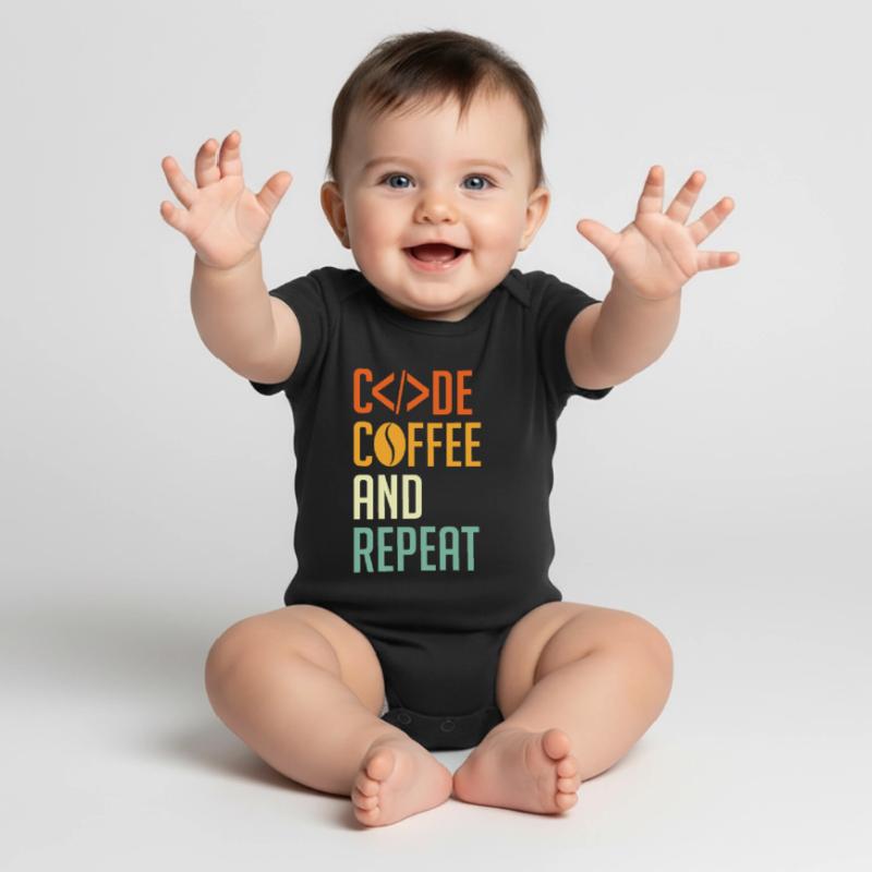 Codeur Spruch Code Café et Répéter Body à manches courtes Premium Bébé