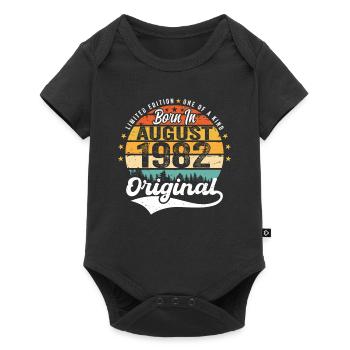 August 1982 Geburtstag Geschenkideen 1982 August - Baby Premium Kurzarmbody - Schwarz - Vorne