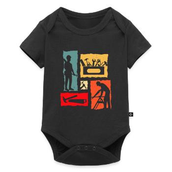 Charpentier Rétro - Body à manches courtes Premium Bébé - noir - Devant
