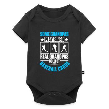 Grandpas Collect Baseball Cards Grandfather Trader - Baby Premium Kurzarmbody - Schwarz - Vorne