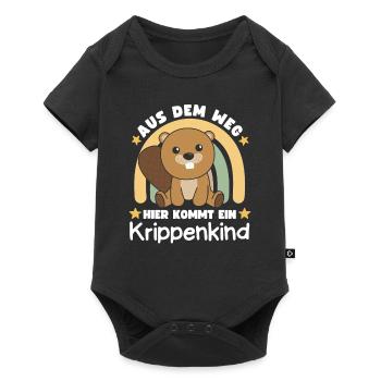 Aus Dem Weg Hier Kommt Ein Krippenkind Biber - Baby Premium Kurzarmbody - Schwarz - Vorne