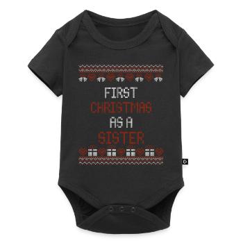 Erstes Weihnachten als Schwester - Weihnachts - Baby Premium Kurzarmbody - Schwarz - Vorne
