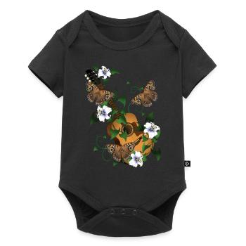 Guitar with flowers and butterflies - Baby Premium short-sleeve bodysuit - black - Front