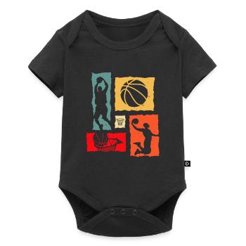 Joueur de basket-ball rétro - Body à manches courtes Premium Bébé - noir - Devant