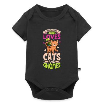 Just a girl who love cats and gnomes - Baby Premium Kurzarmbody - Schwarz - Vorne
