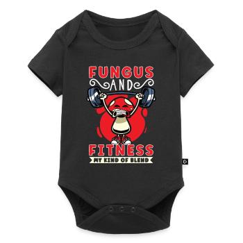 Funny Mushroom Fitness Gym Workout Power - Baby Premium short-sleeve bodysuit - black - Front