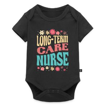 Long Term Care Nurse Flower Outfit - Baby Premium short-sleeve bodysuit - black - Front