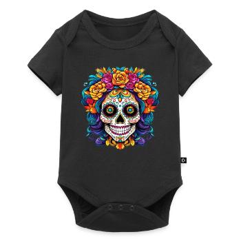 Costume floral d’Halloween La Catrina Costume de crâne - Body à manches courtes Premium Bébé - noir - Devant