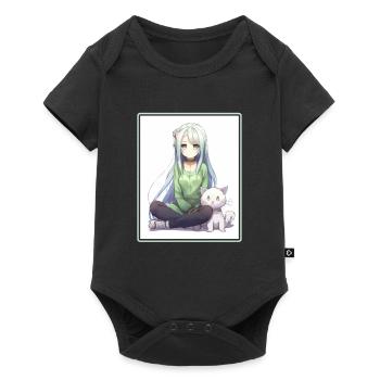Kawaii Girl Anime Manga Girl Cat - Body à manches courtes Premium Bébé - noir - Devant