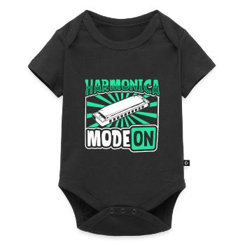 Harmonika Modus An - Mundharmonika - Baby Premium Kurzarmbody - Schwarz - Vorne