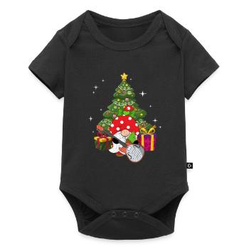 Bass Guitar Player Gnome Funny Christmas Tree - Baby Premium short-sleeve bodysuit - black - Front