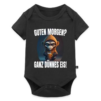Guten Morgen? Ganz dünnes Eis! Morgenmuffel Affe - Baby Premium Kurzarmbody - Schwarz - Vorne