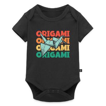 Retro Text Paper Crane Folding Owl Master Origami - Body à manches courtes Premium Bébé - noir - Devant