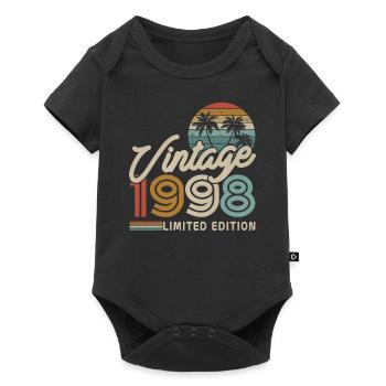 Vintage Geburtstagsgeschenk 1998 25/26 J. - Baby Premium Kurzarmbody - Schwarz - Vorne