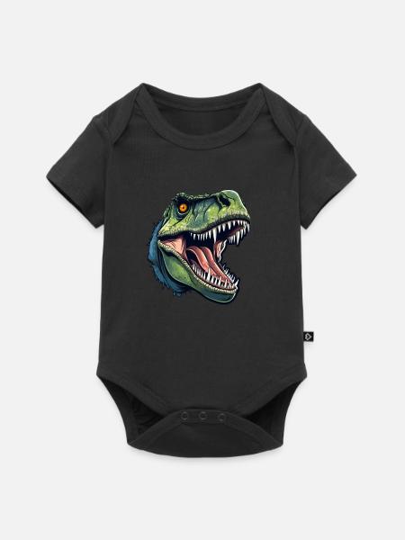 T-Rex Dino Kopf - Baby Premium Kurzarmbody - Schwarz