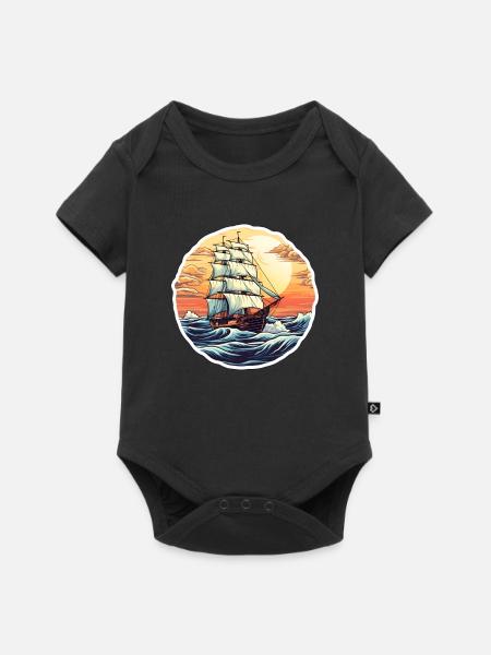Segelschiff Seemann - Baby Premium Kurzarmbody - Schwarz