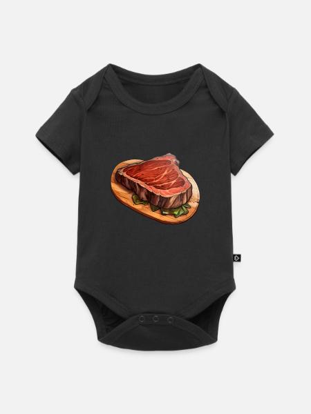 Steak Fleisch Essen - Baby Premium Kurzarmbody - Schwarz