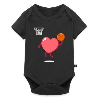 Joueur de basket-ball Heart Dunking de la Saint-Valentin - Body à manches courtes Premium Bébé - noir - Devant