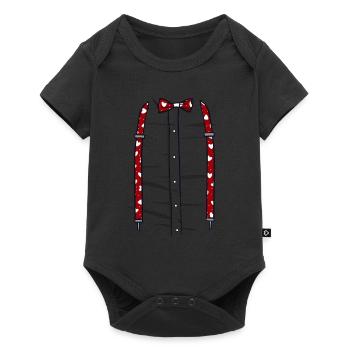 Valentine's Day Suspenders Hearts Bow Tie Funny - Baby Premium short-sleeve bodysuit - black - Front