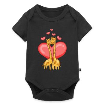 Giraffe Love Kissing Giraffen Cute Wild Animal - Baby Premium short-sleeve bodysuit - black - Front