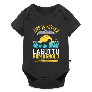 Life is better with Lagotto Romagnolo - Baby Premium short-sleeve bodysuit - black - Front