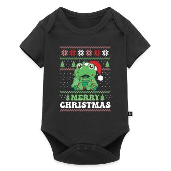 Joyeux Noël rétro moche grenouille de Noël - Body à manches courtes Premium Bébé - noir - Devant