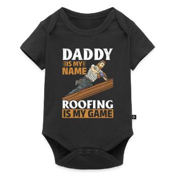 Papa est mon nom La toiture est mon jeu - Papa couvreur - Body à manches courtes Premium Bébé - noir - Devant