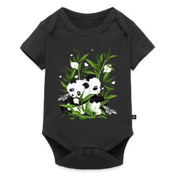 Bébés pandas dans le champ de bambou - Body à manches courtes Premium Bébé - noir - Devant