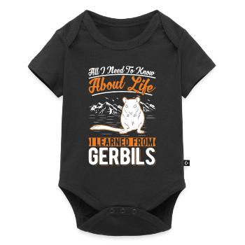 Gerbil Rennratte Rennmaus - Baby Premium Kurzarmbody - Schwarz - Vorne