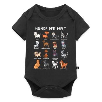 Hunde der Welt - verschiedene Hunderassen - Baby Premium Kurzarmbody - Schwarz - Vorne
