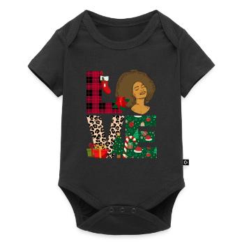 Love Christmas Black Melanin Afro African - Baby Premium short-sleeve bodysuit - black - Front