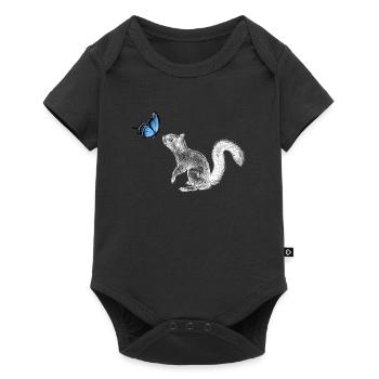 Squirrel with butterfly - Baby Premium short-sleeve bodysuit - black - Front