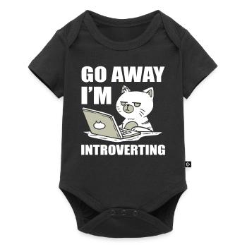 Go Away I'm Introverting Katzenmama - Baby Premium Kurzarmbody - Schwarz - Vorne