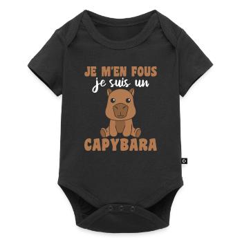 Je m'en fous je suis un capybara - süßes Capybara - Baby Premium Kurzarmbody - Schwarz - Vorne