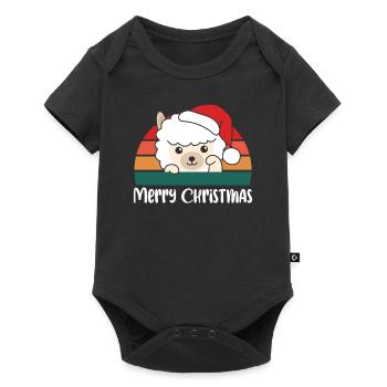Joyeux Noël Retro Alpaga Noël - Body à manches courtes Premium Bébé - noir - Devant