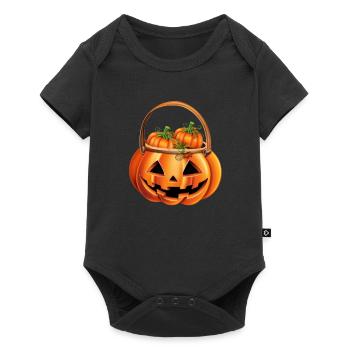 Scary pumpkin with candy for Halloween - Baby Premium short-sleeve bodysuit - black - Front