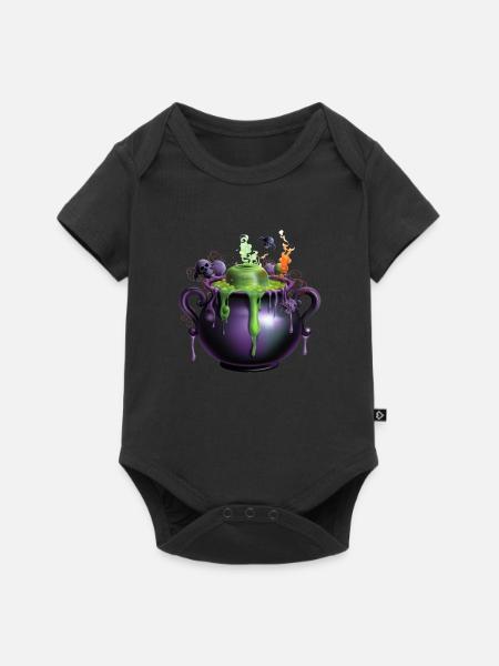 Gruseliges Halloween-Design Schauriger Hexenkessel - Baby Premium Kurzarmbody - Schwarz