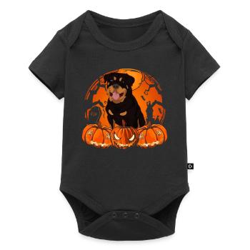 Full Moon Pumpkin Dog Cadeau Halloween Rottweiler - Body à manches courtes Premium Bébé - noir - Devant