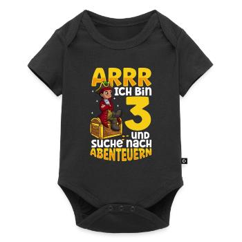 Ich bin 3 - Jungen Pirat - Baby Premium Kurzarmbody - Schwarz - Vorne