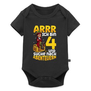 Ich bin 4 - Jungen Pirat - Baby Premium Kurzarmbody - Schwarz - Vorne