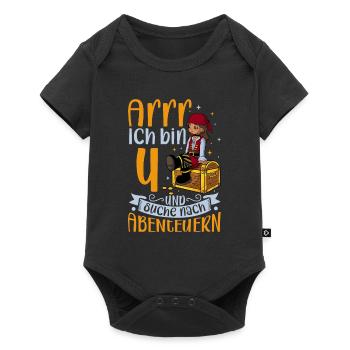 Ich bin 4 - Mädchen Pirat - Baby Premium Kurzarmbody - Schwarz - Vorne