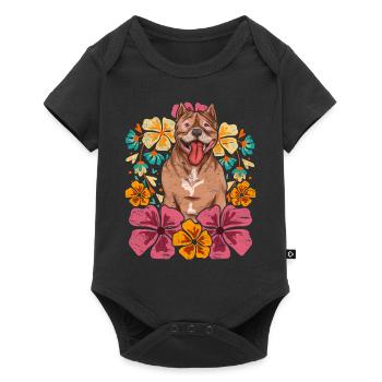 Dog Owner Dogs Cadeau Coloré Floral Pitbull - Body à manches courtes Premium Bébé - noir - Devant